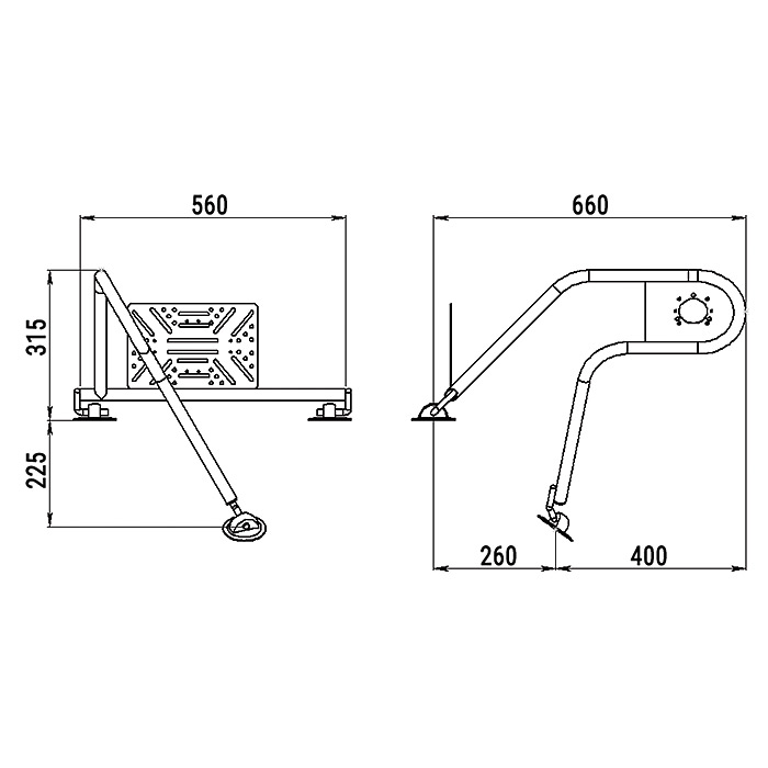 Стойка рулевая с креплением на баллон надувной лодки 25мм в Воронеже